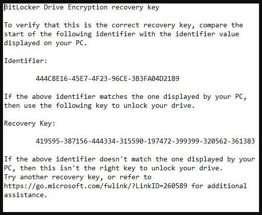 BitLocker Recovery Key find